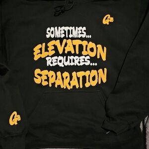 Gildan Black Hoodie with Orange and White Text